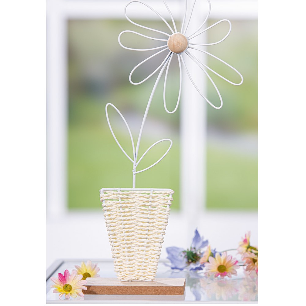 Gilde - Standrelief Blume Panela Metall weiß