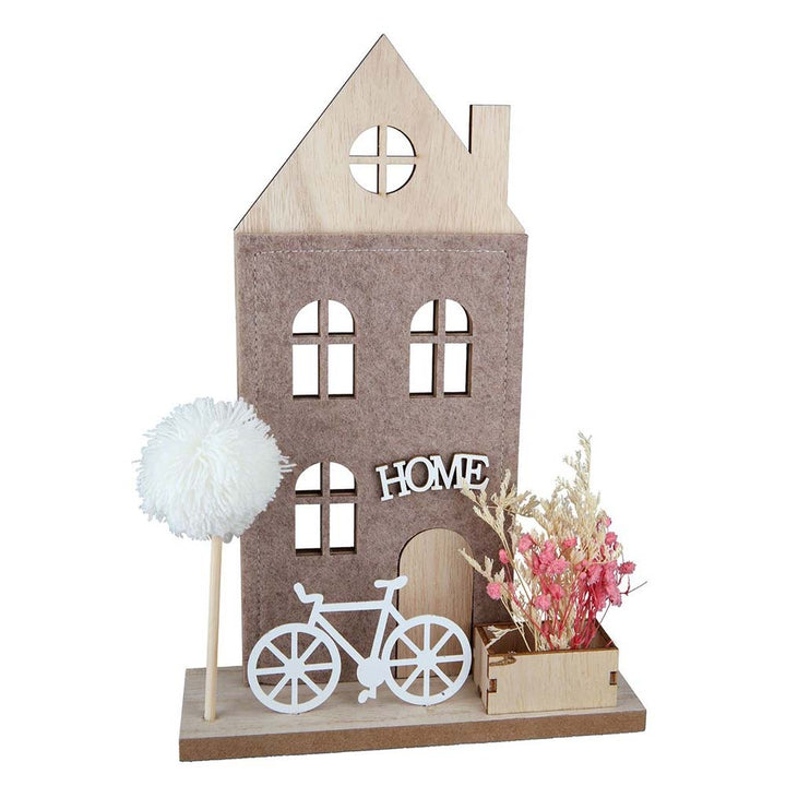 Gilde - Standrelief Haus – Deko Holz mit Filz &amp; Blumen