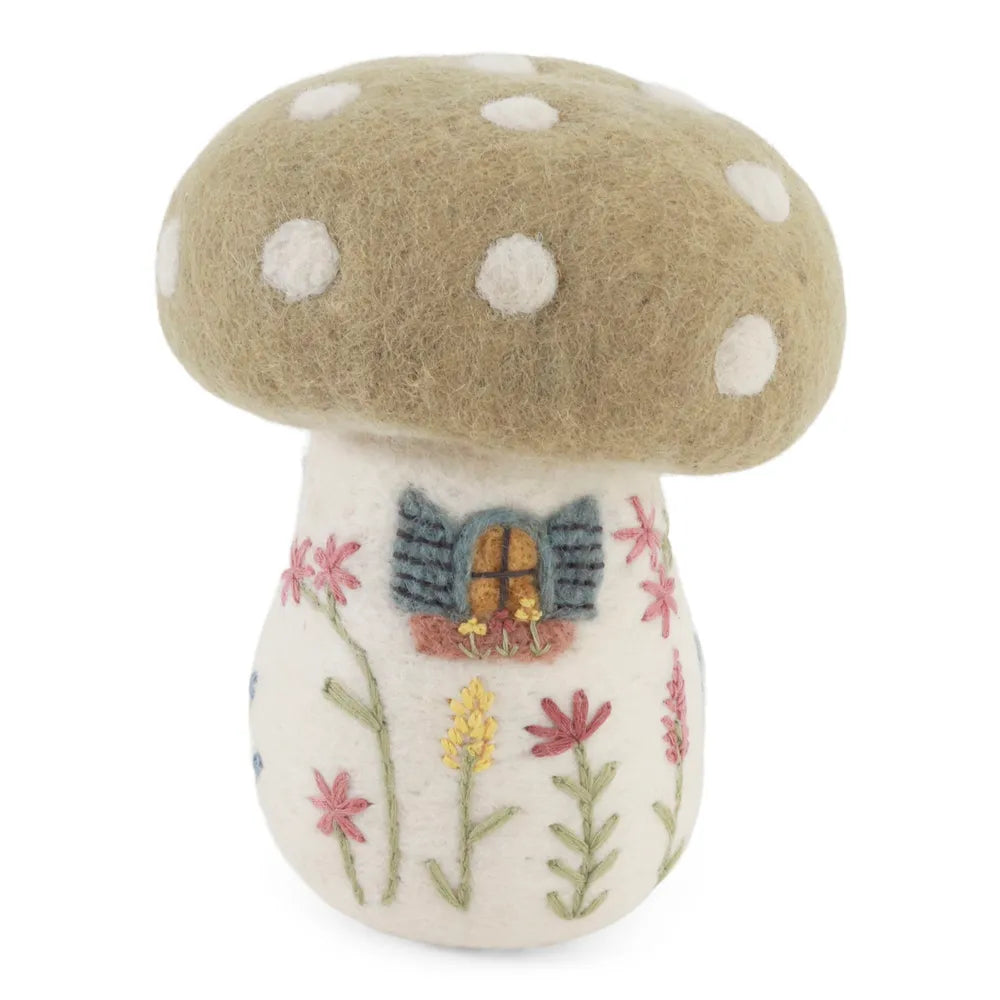 Gry &amp; Sif - Pilzhaus Filz mit Stickerei dusty Green groß