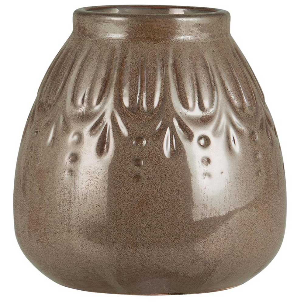 Ib Laursen - Vase Lea verfügt über ein strukturiertes Blumenmuster und eine ungleichmäßig glänzende Oberfläche.