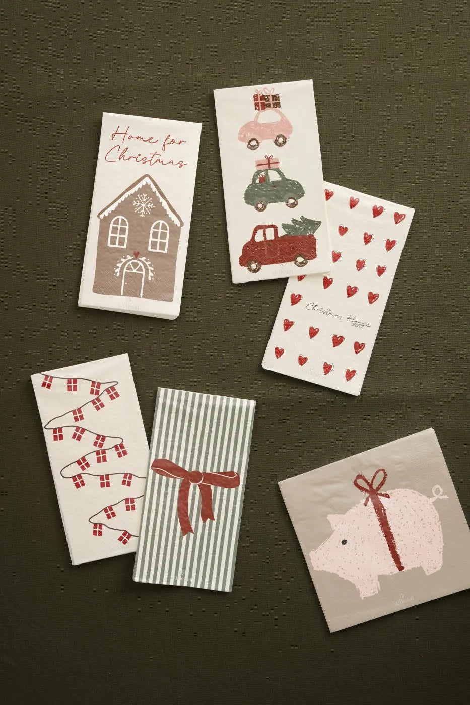 Ib Laursen Serviette Herzen Christmas Hygge Creme