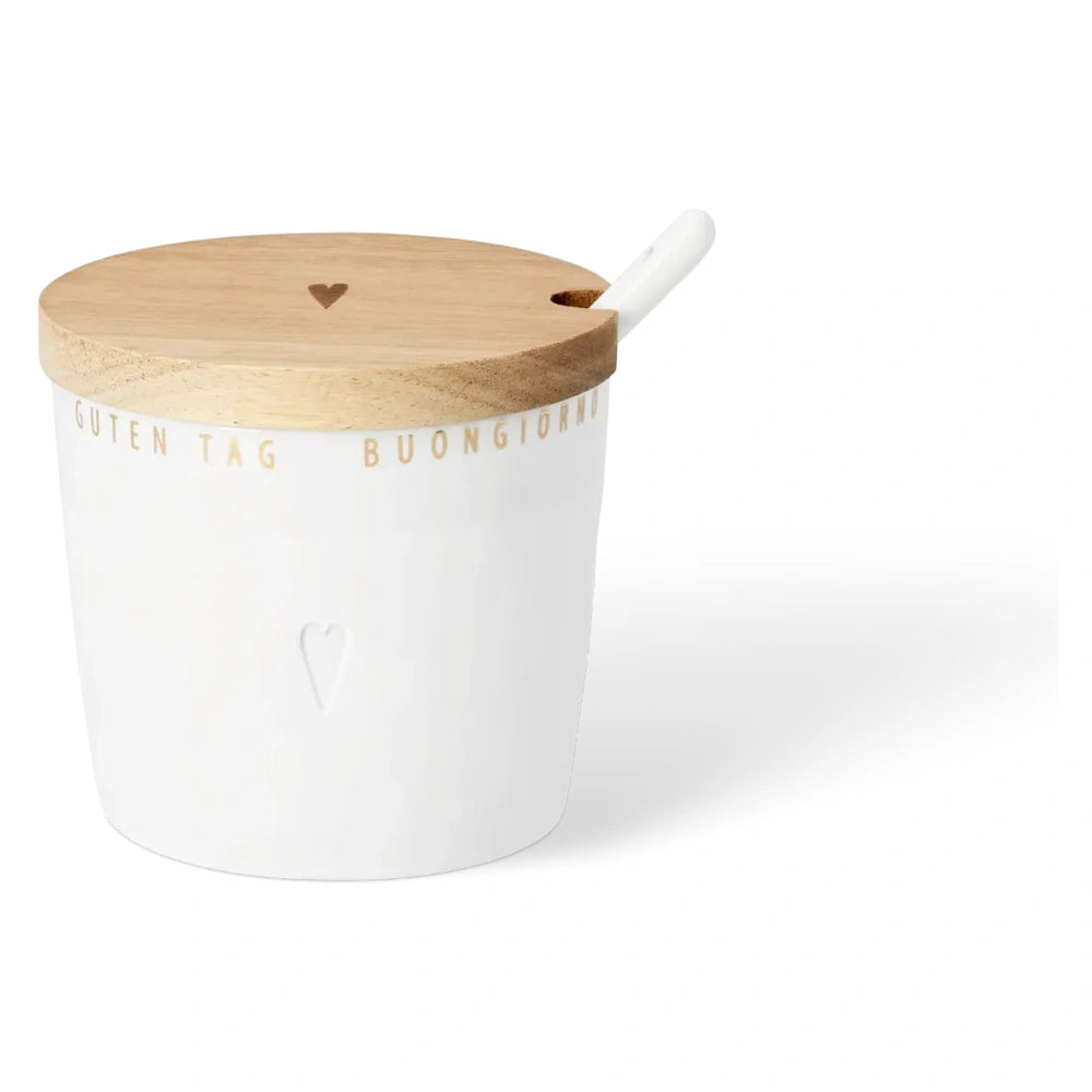 Räder Porzellandose mit Holzdeckel und Löffel