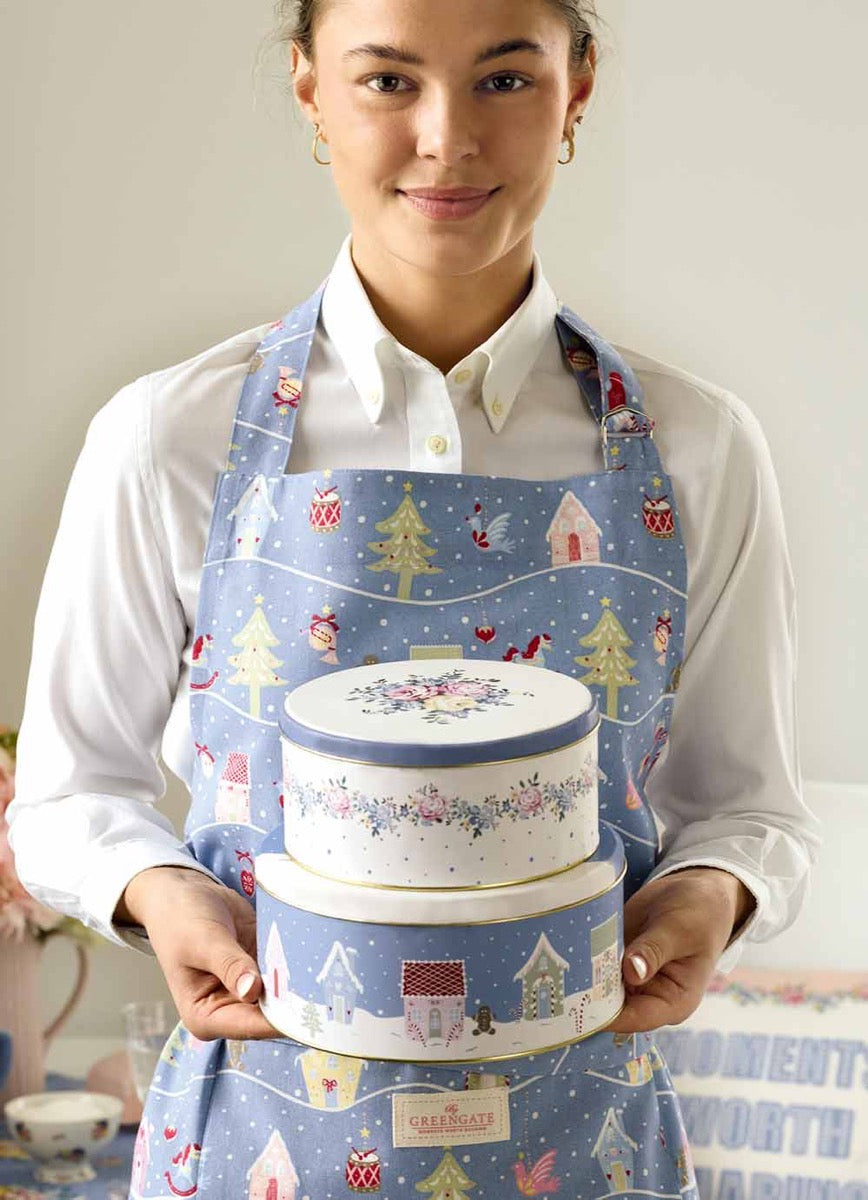 GreenGate - Laura Christmas Schürze dusty blue